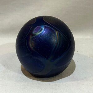 Phoenician Malta Art Glass Hand Made Paperweight 2.75" Etched Signature VTG